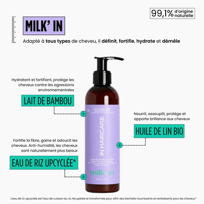 Leave - in : Milk' In - defines curls, moisturizes and strengthens - 250ml - In Haircare